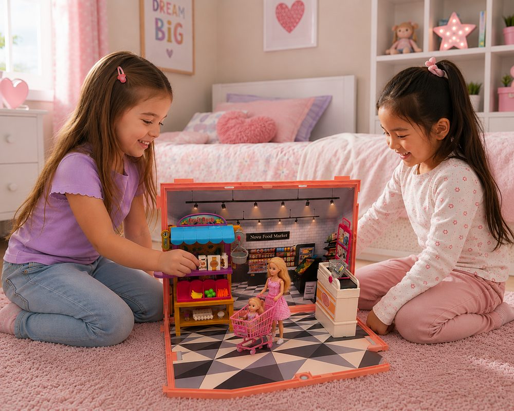Children playing with a single SnapScenes shop panel